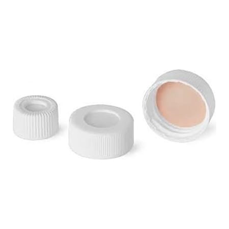 Cp Lab Safety. Wheaton 22-400 Open Top PP Caps, White, PTFE/Silicone Liner .060, Case of 100 W240844